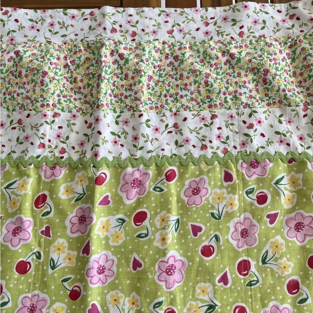 Ladybug Heart Cherry Heart Waist Apron Retro 50s 60s Pink Yellow Green Pockets